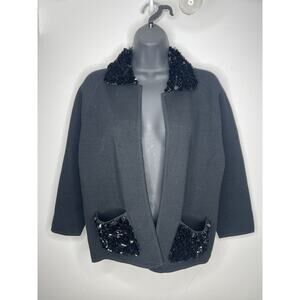 Vintage Gia Ninno Black Wool Sequin Sweater Size 12